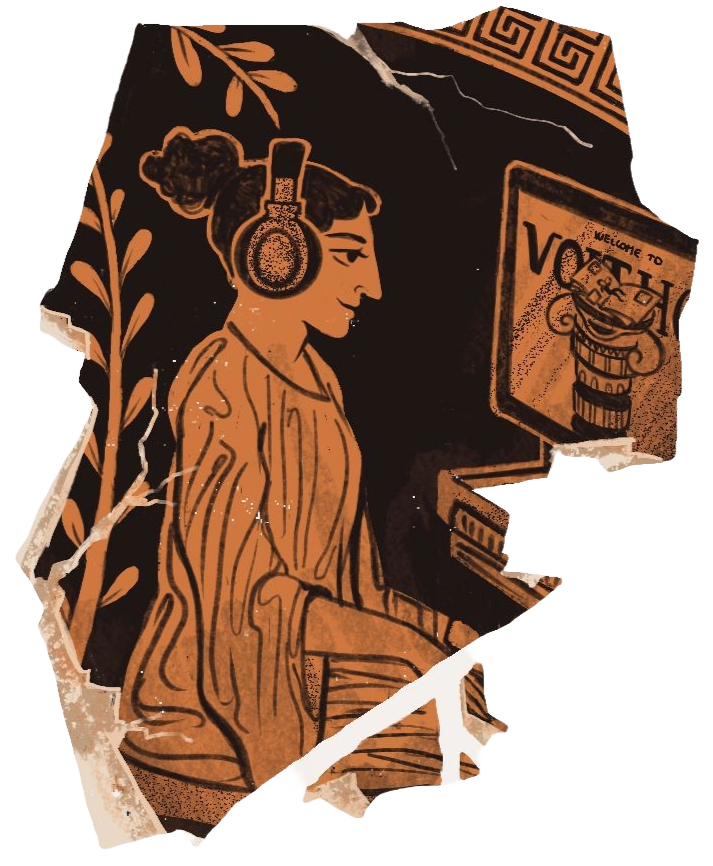 ASCII art pillar with off-orange shadow